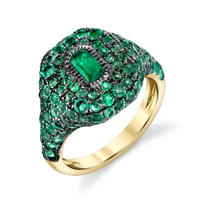 Emerald Pave Pinky Ring