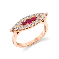 Ruby and Diamond Marquise East West Ring