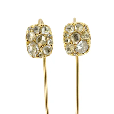 Into the Wild: Dew Drop - 18K Gold and Diamond Pav“ Looped Wire Earrings