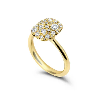 Into the Wild: Classic - 18K Gold and Diamond Pav“ Cushion Shaped Ring