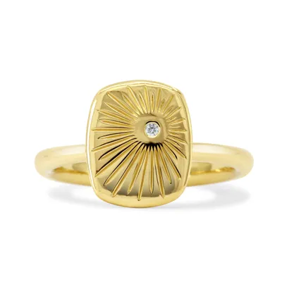 Into the Wild: Starburst - 18K Gold and Diamond Pav“ Cushion Shaped Ring