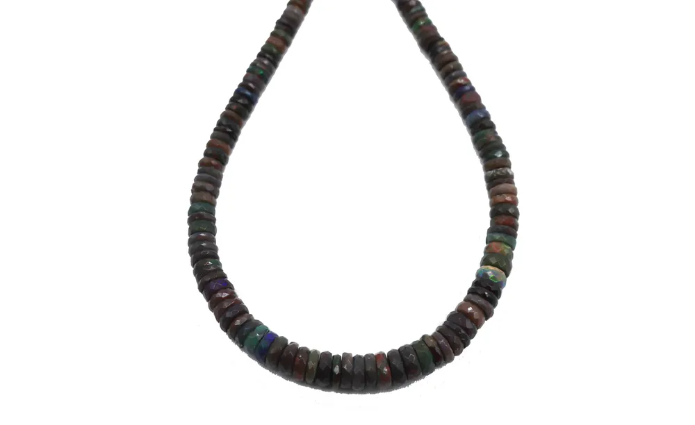 Graduated Heishi Opal Cylinder Beaded Necklace