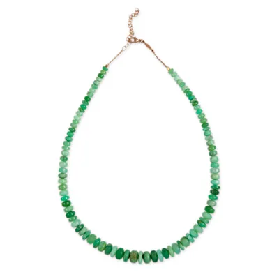 Graduated Chrysoprase Cylinder Beaded Necklace