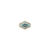 Pave Diamond Eye Burst Inlay V Ring