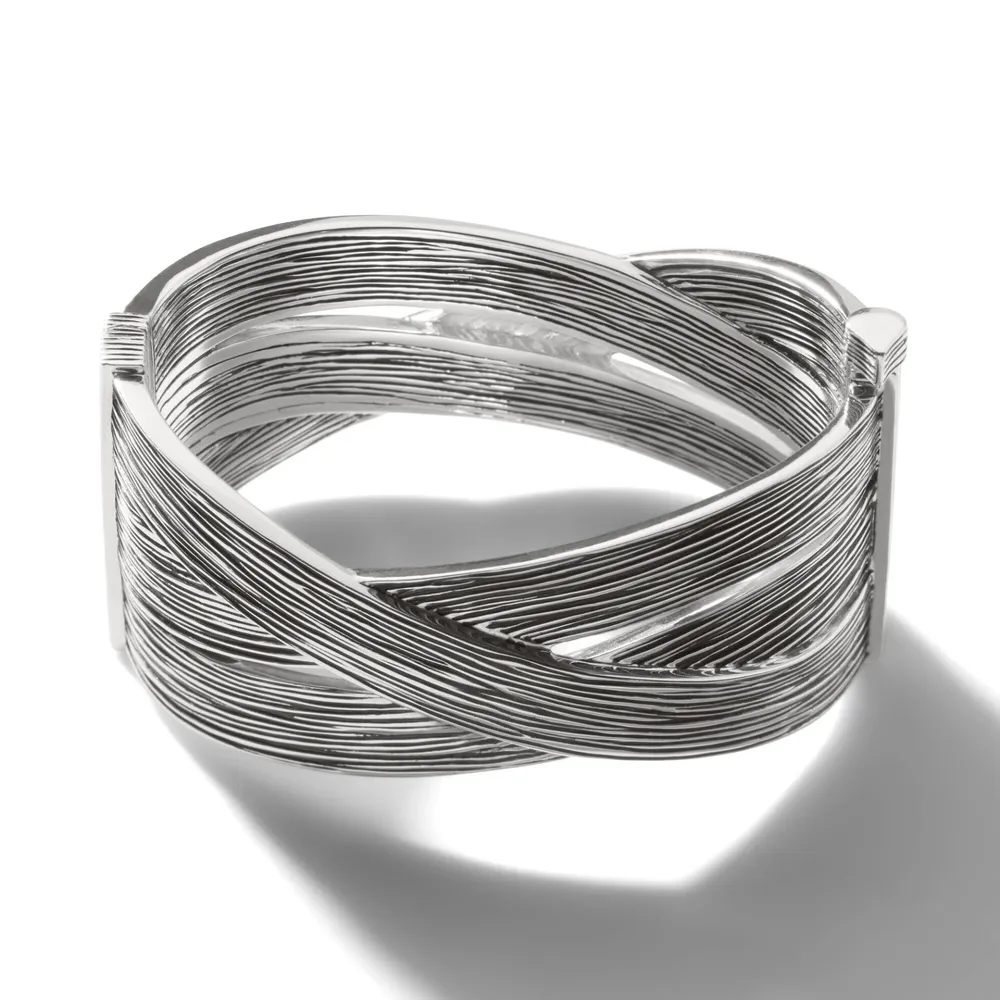 Bamboo Striated Hinged Bangle