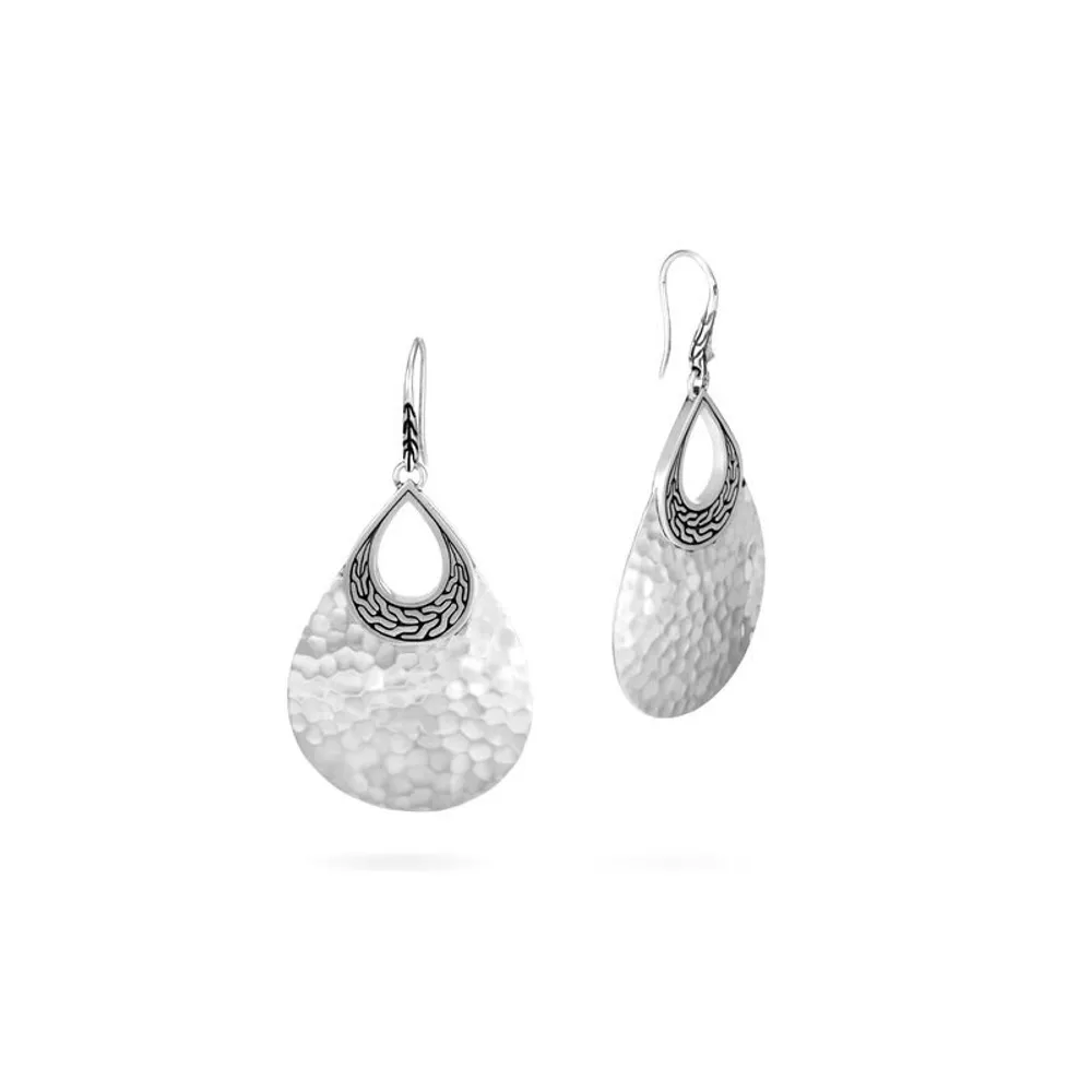 Classic Chain Hammered Teardrop Earrings