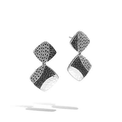 Hammered Square Drop Earrings