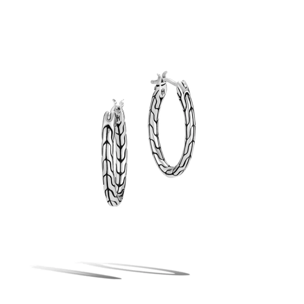 Carved Chain Small Oval Hoop Earrings
