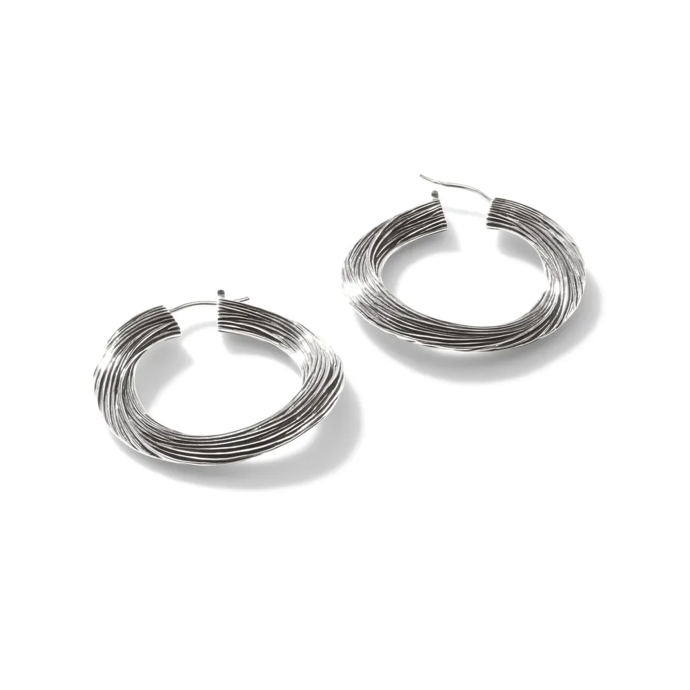 Bamboo Striated Hoop Earrings