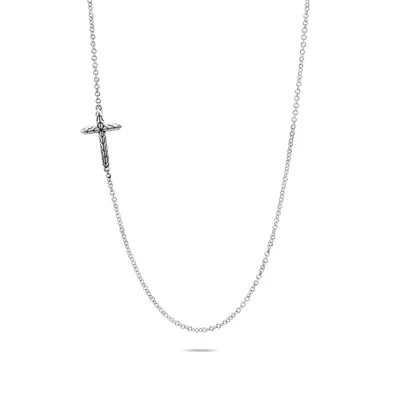 Carved Chain Cross Station Necklace