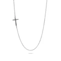 Carved Chain Cross Station Necklace