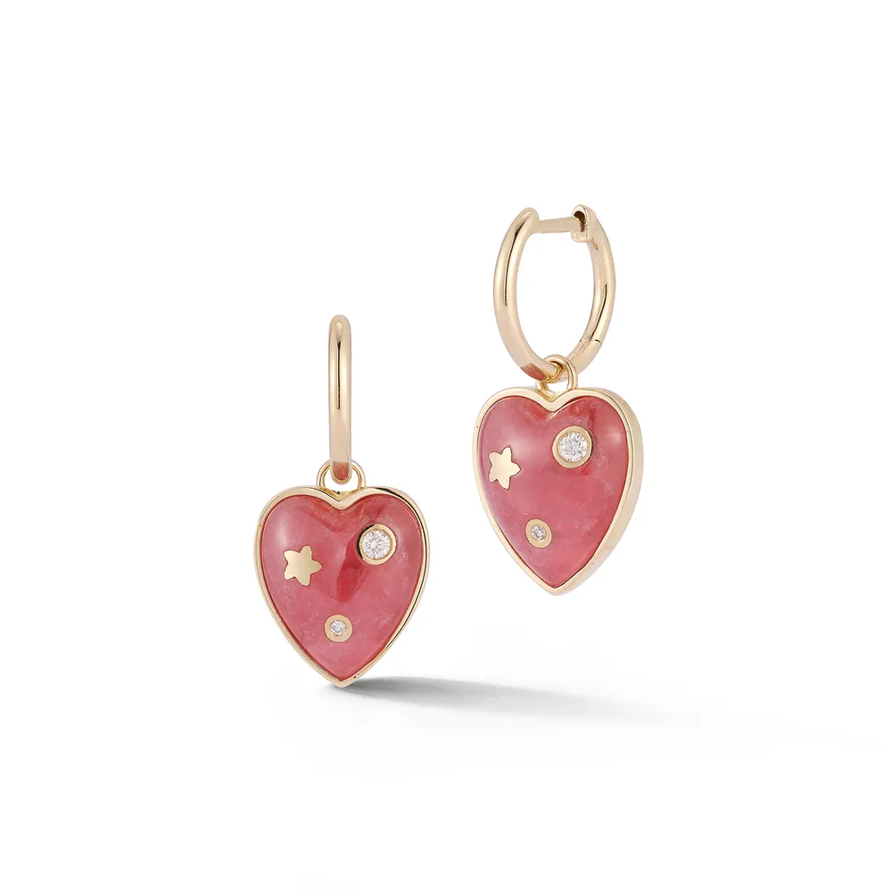 Anne Diamond Heart Huggie Earrings