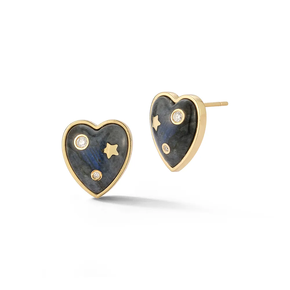 Anne Diamond Heart Stud Earrings