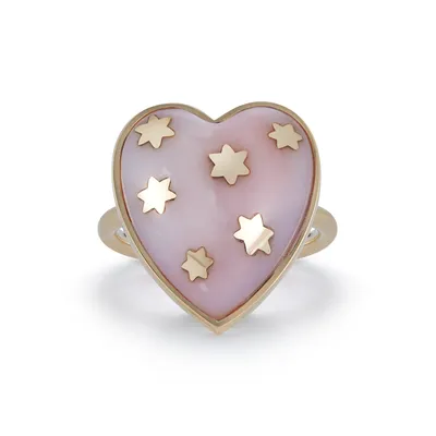 Pink Opal Anna Heart Ring