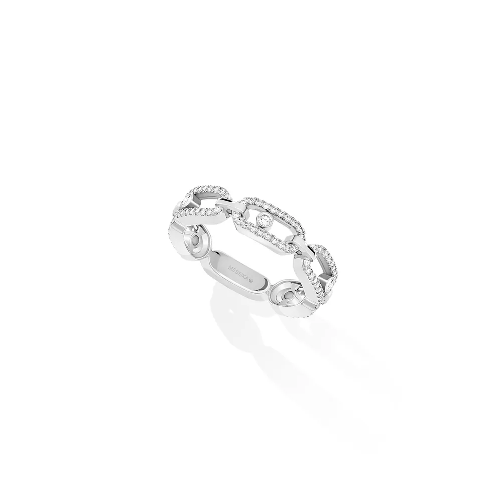 White Gold Move Link Multi Pave Ring
