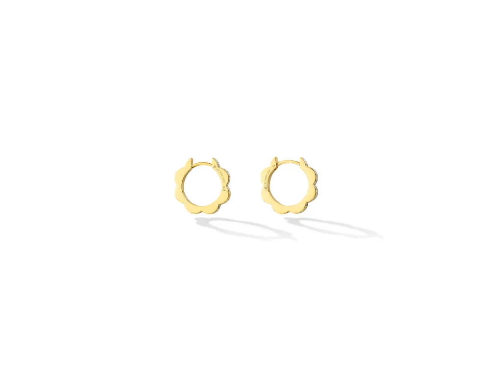 Small Yellow Gold Triplet Plain Hoop Earrings