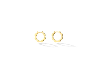 Small Yellow Gold Triplet Plain Hoop Earrings