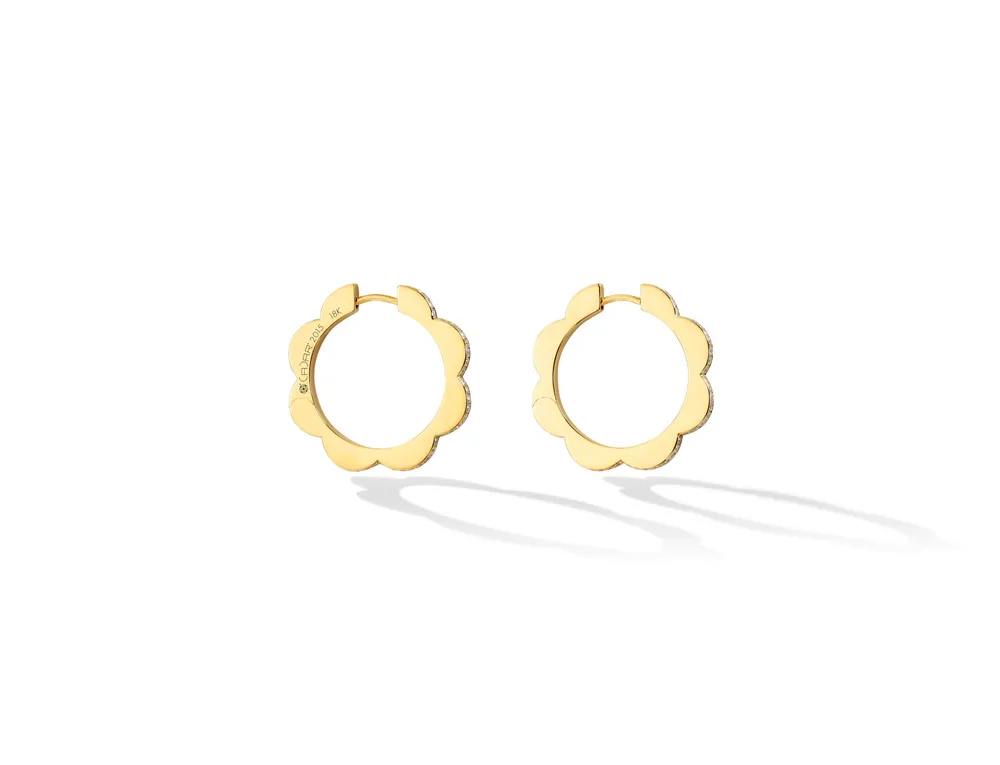 Medium Yellow Gold Triplet Plain Hoop Earrings