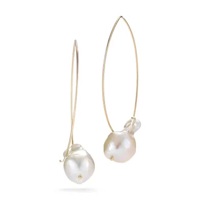 Marquis with Baroque White Pearl Earrings