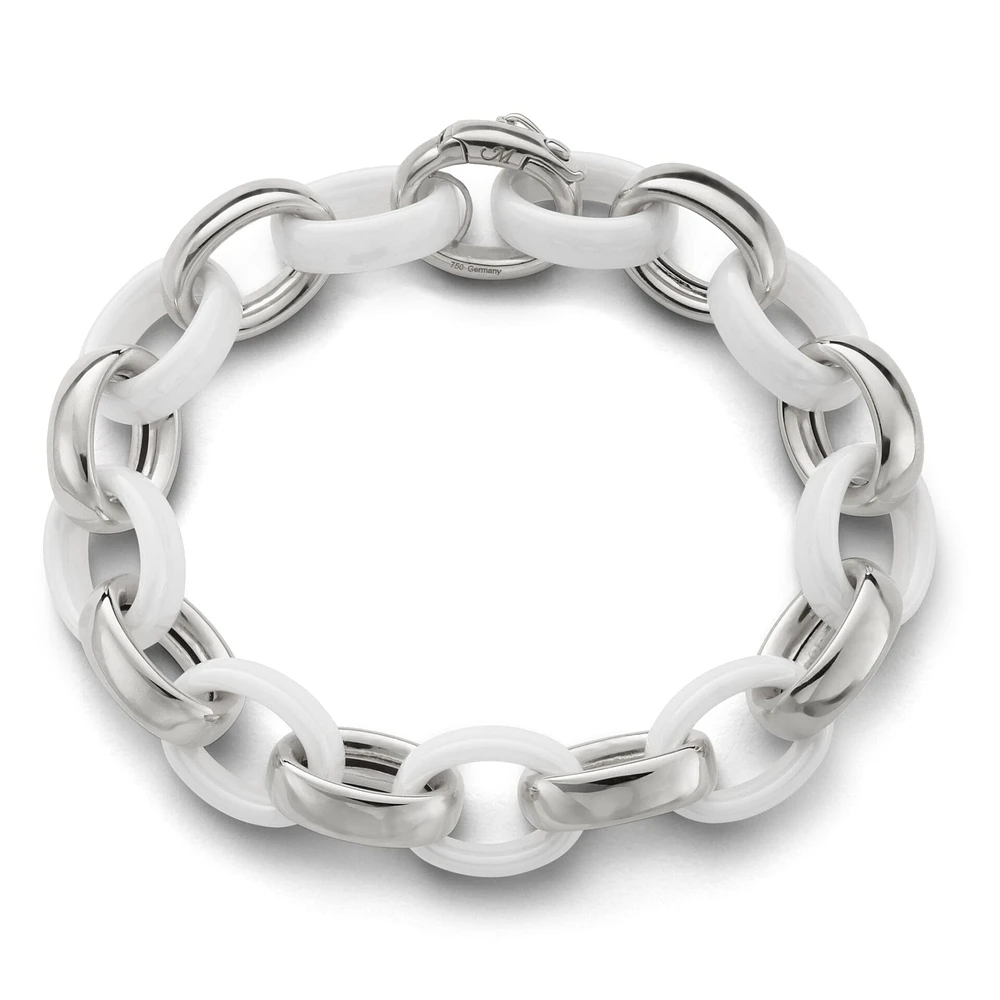 Ultra White Ceramic XL Link Bracelet Length 8.25"