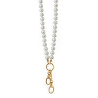 30“ “Design Your Own“ Pearl Charm Chain Necklace, 2 Charm Stations