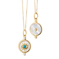 Mother of Pearl Mini “Protect“ 18K Gold Evil Eye Charm