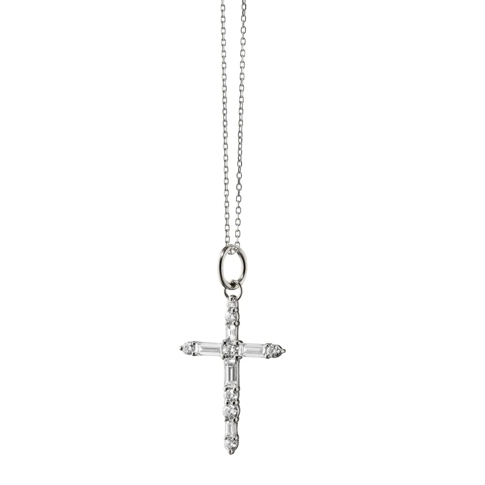 White Sapphire Cross Charm