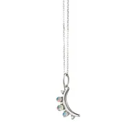 Charms Opal & White Sapphire Mini Moon Charm Necklace Length 18"