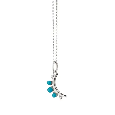 December Turquoise “Moon“ Sterling Silver Birthstone Necklace