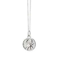 Mini “Cancer“ Sterling Silver Charm with Sapphires on 17“ Chain Necklace