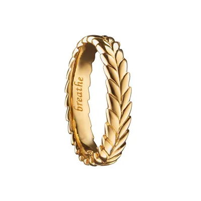 “Breathe“ Leaf Poesy 18K Gold Stackable Ring
