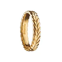 “Breathe“ Leaf Poesy 18K Gold Stackable Ring