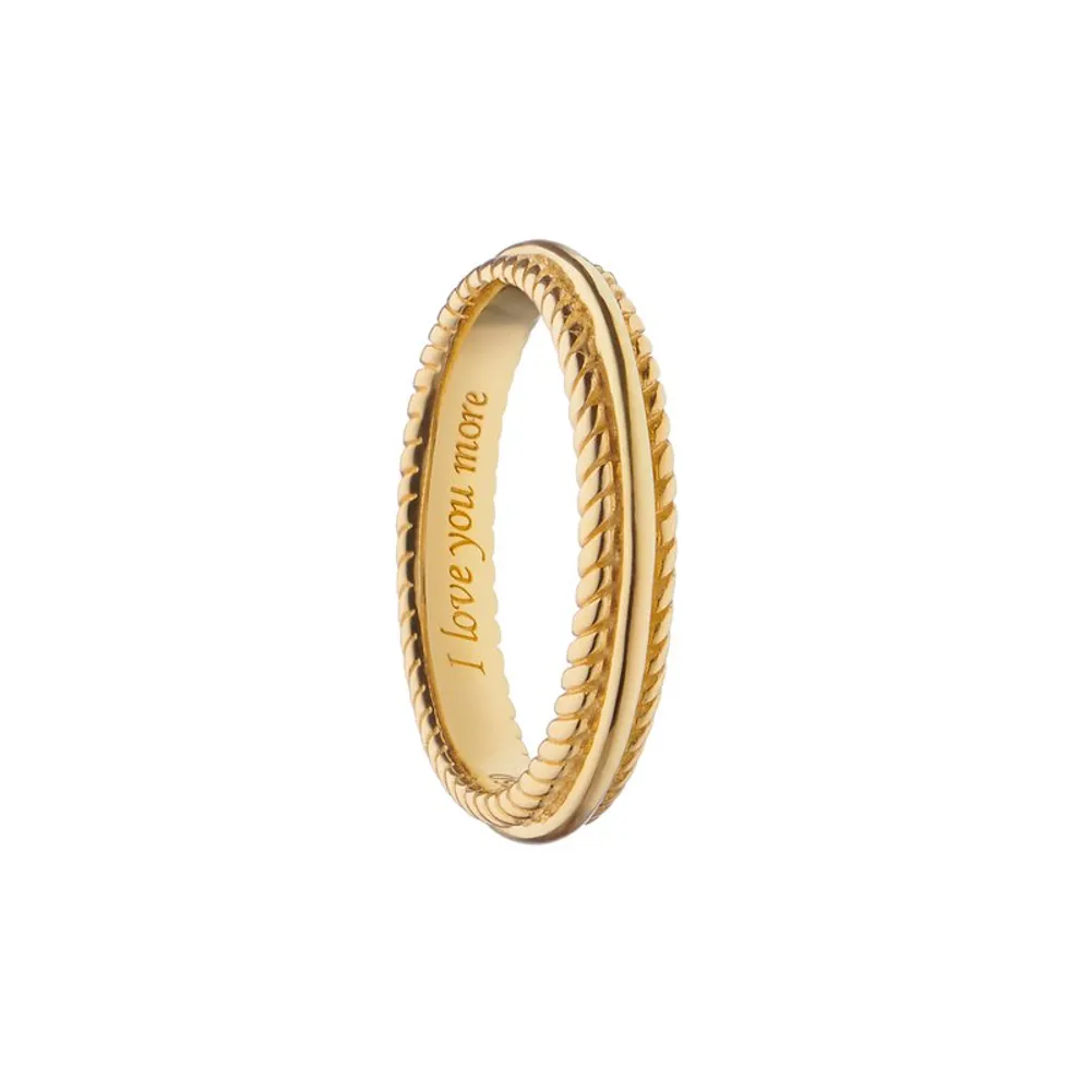 18K Yellow Gold “I Love You More“ Beaded Poesy Ring