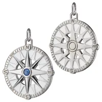 “Adventure“ Compass Charm with White Enamel and Blue Sapphire