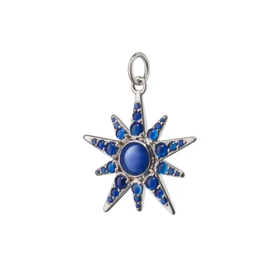 Charms Center Blue Sapphire & Rock Crystal Doublet Star Charm