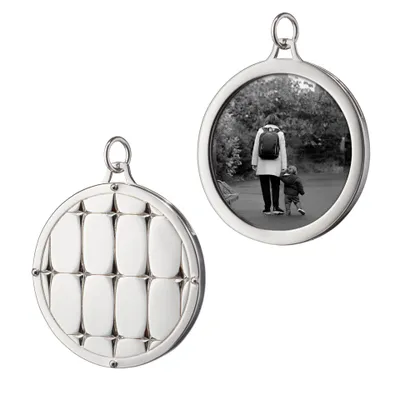 Round Mosaic Sterling Silver Half Locket