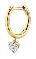 Single Huggie With Heart Diamond Drop