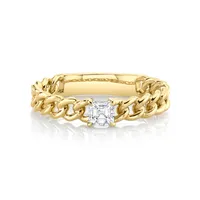 Asscher Cut Diamond Chain Link Ring