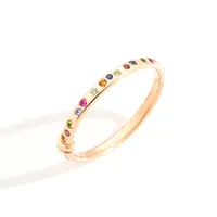 Iconica Rose Gold Multi Stone Thin Bangle Bracelet