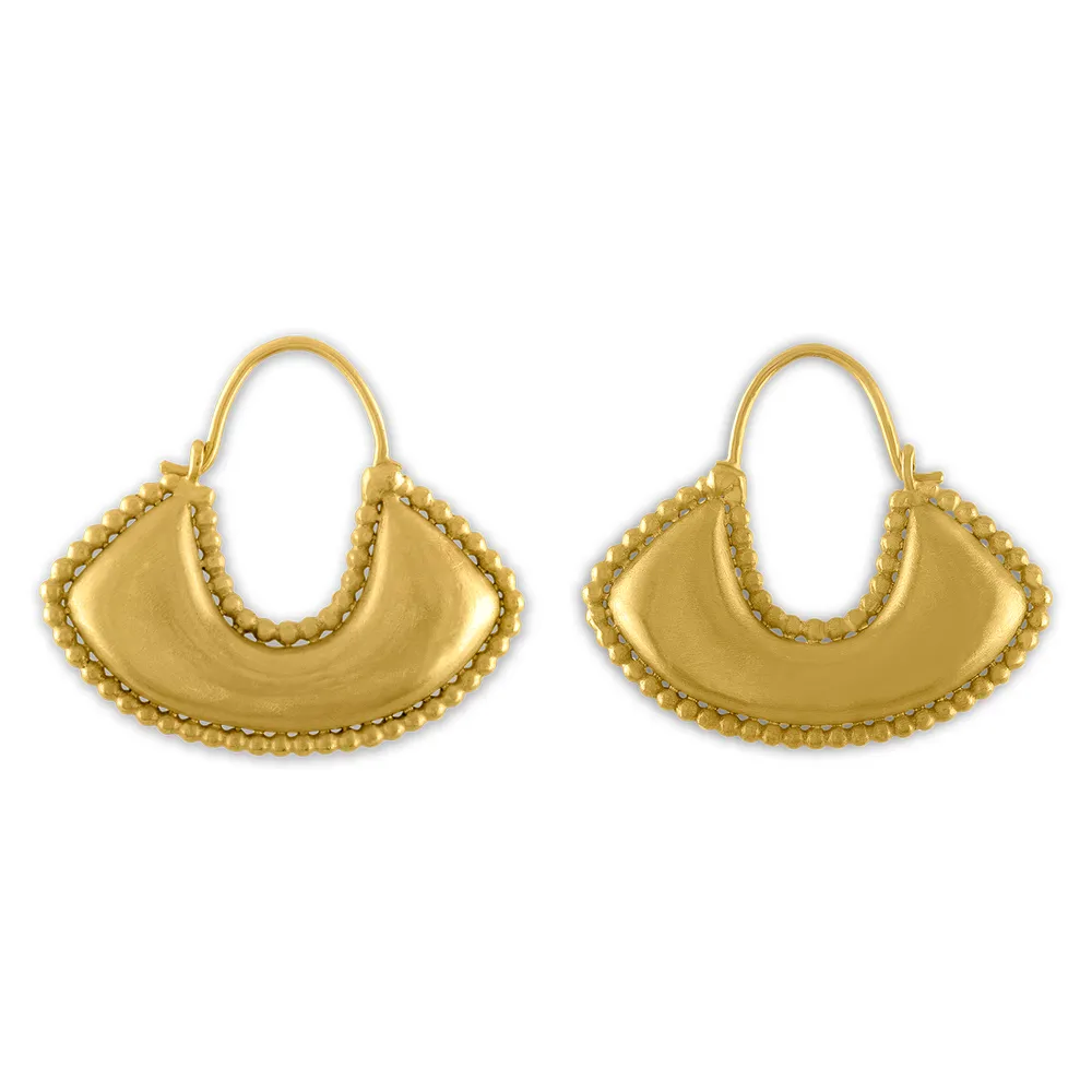 Granulated Boat-Shape Small Hoop Earrings