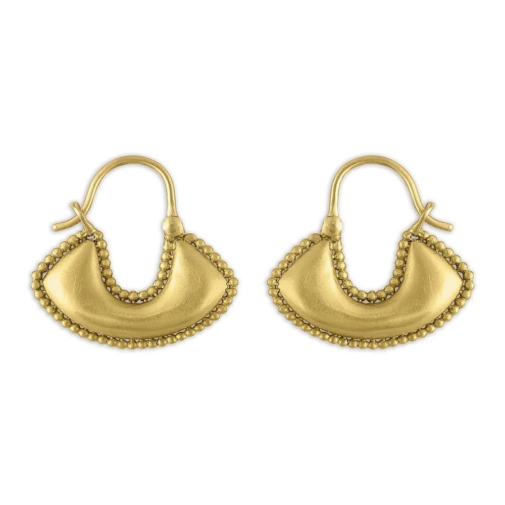 Granulated Boat-Shape Large Hoop Earrings