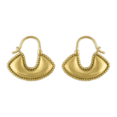 Granulated Boat-Shape Large Hoop Earrings