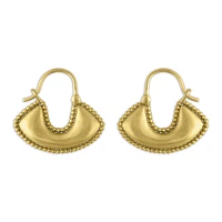 Granulated Boat-Shape Large Hoop Earrings