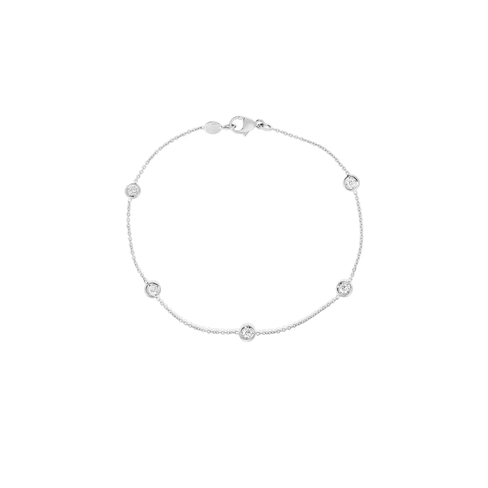 Diamonds by the Inch White Gold 0.25 Carats Five Station Bracelet