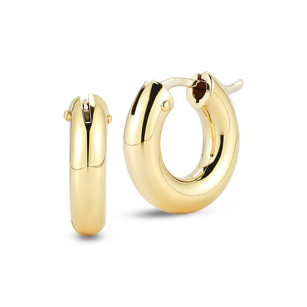 Perfect Hoop Yellow Gold Hoop Earrings Size 15mm