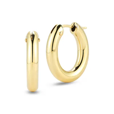 Designer Gold Medium Round Hoop Earrings
