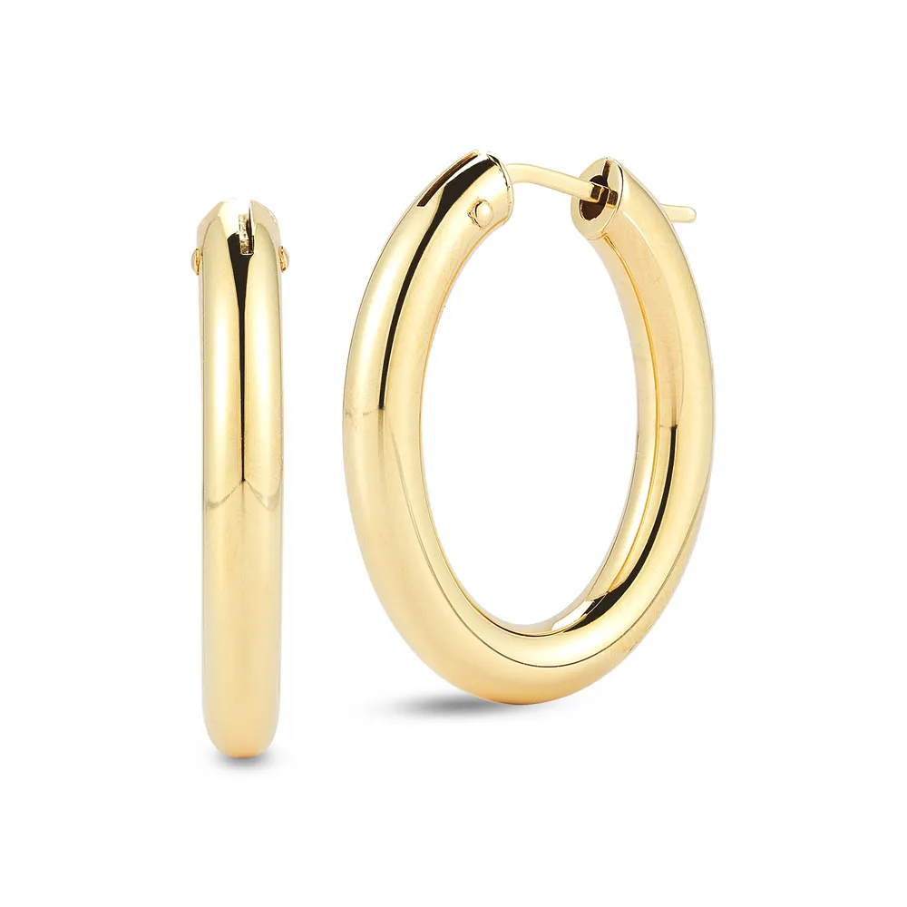 Perfect Gold Hoops Round Medium 25mm X 22mm Hoop Earrings