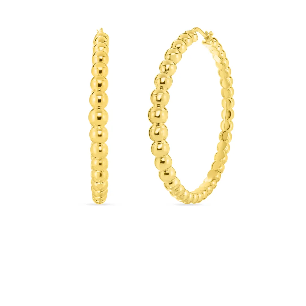 Designer Gold Bead Extra Large Hoop Earrings