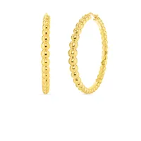 Designer Gold Bead Extra Large Hoop Earrings