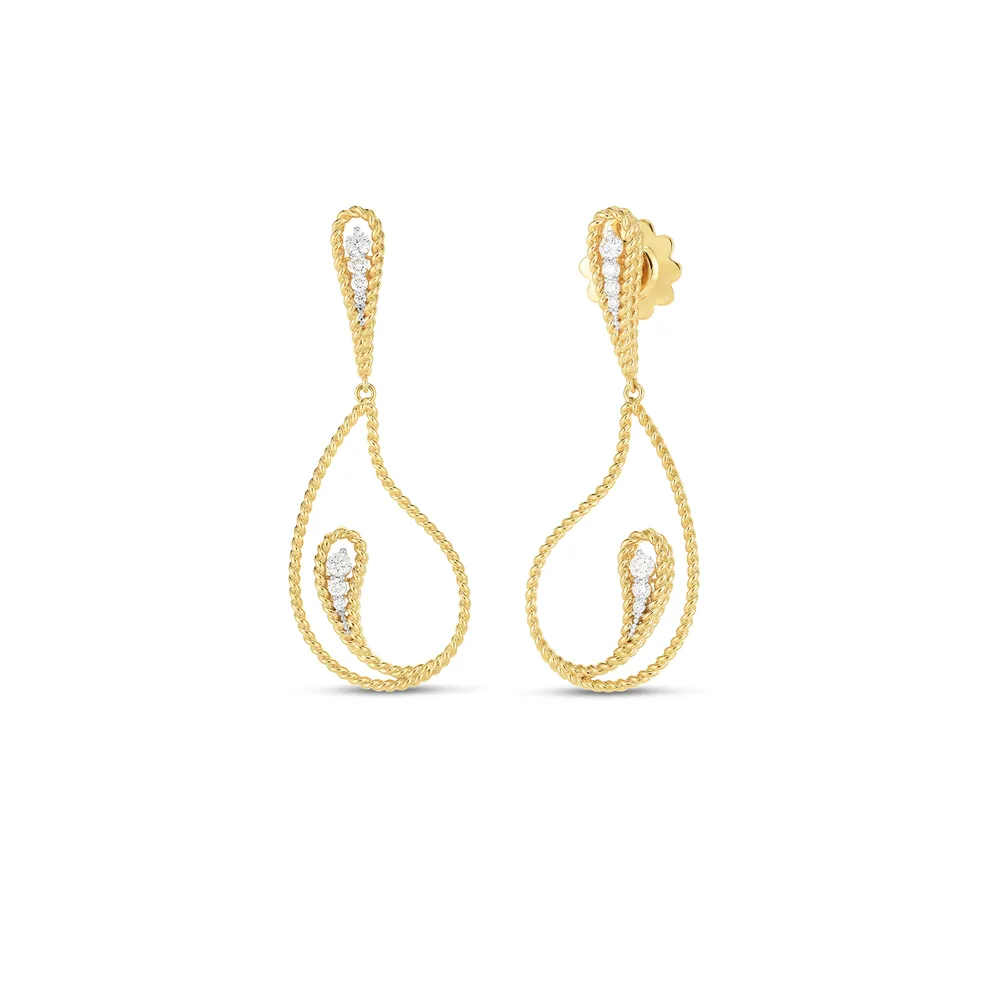 Byzantine Barocco Paisley Diamond Drop Earrings